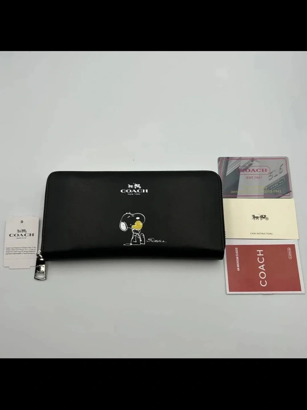 Coach X peanuts Snoopy Woodstock leather Long zippy wallet collectible NWT